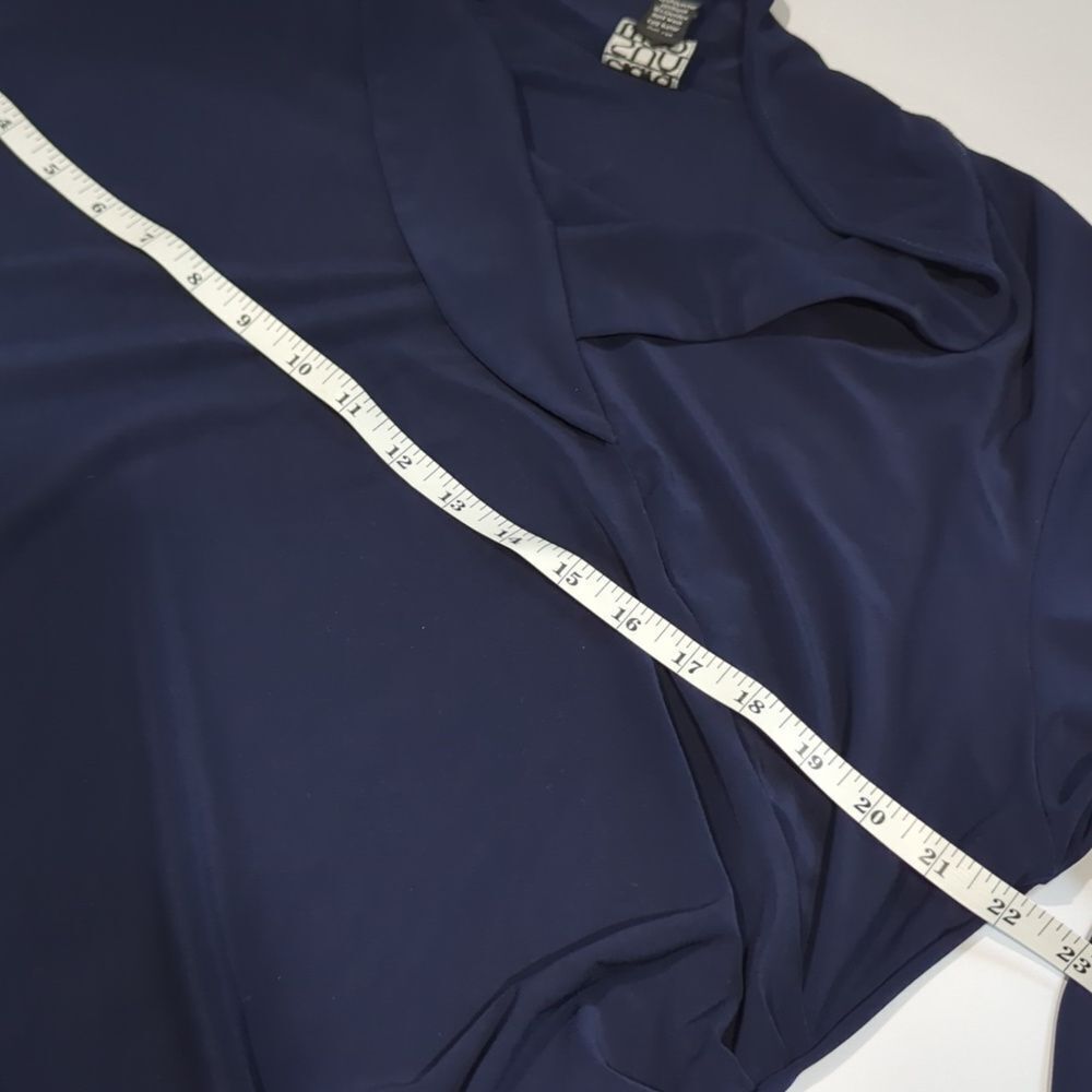 Clara Sun Woo Top Womens 1X Blue Long Sleeve Blouse - Picture 8 of 9